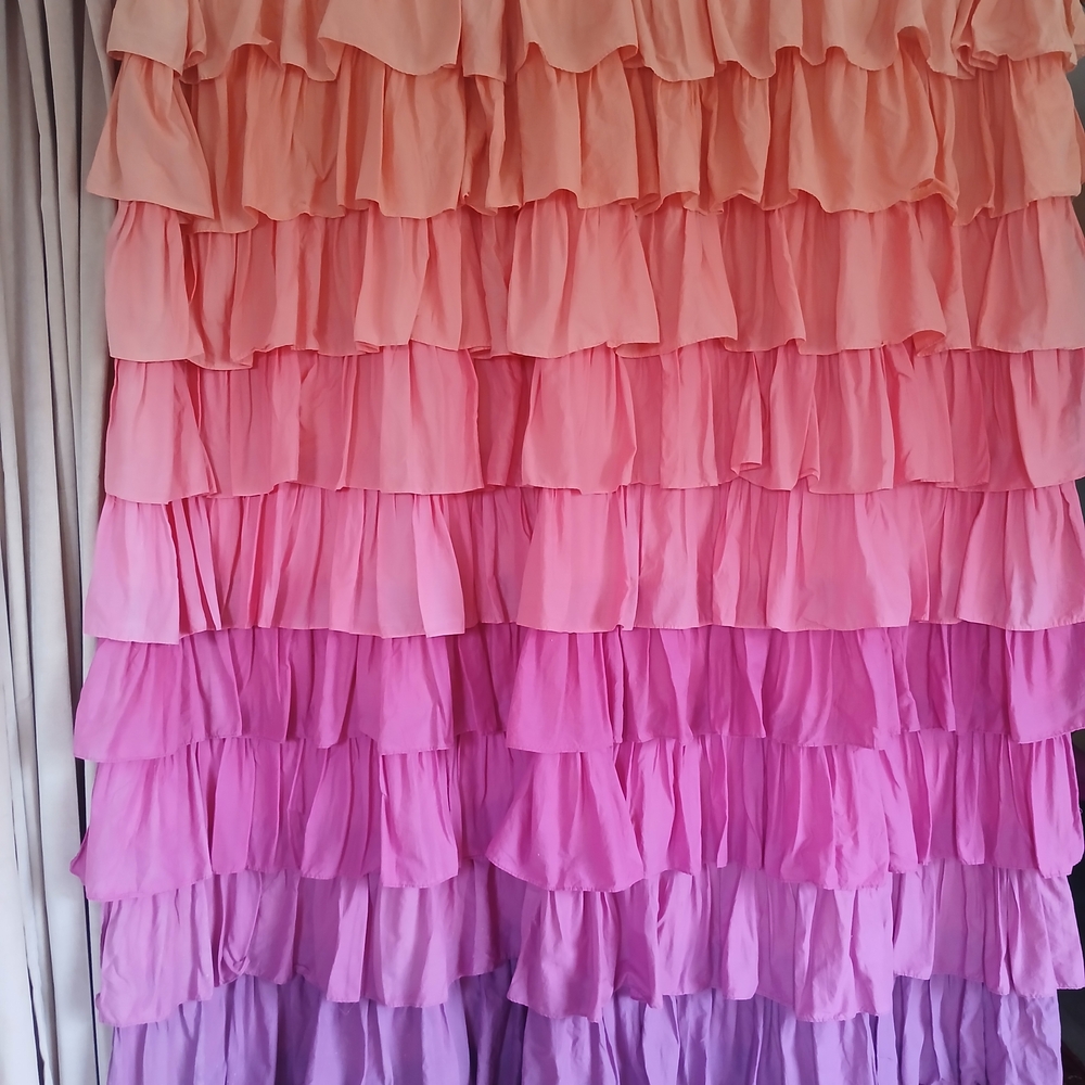 Anthropologie Pink Ombre Ruffle Shower Curtain